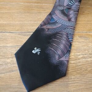 Vtg Don Loper of Beverly Hills Necktie Abstract Silk Polyester USA 57" Business